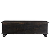 Emery 54 inches Black Carved Lift-top Storage Bench Bedroom Benches LOOMLAN By LOOMLAN