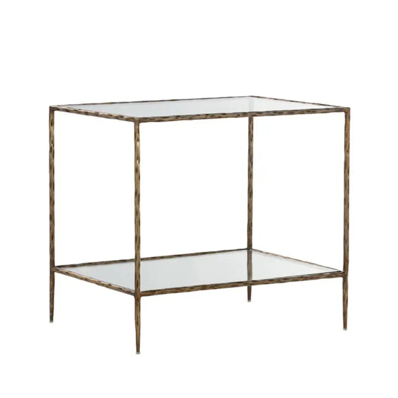 Emine Iron Framed Glass Nightstand-Nightstands-SUNPAN-LOOMLAN