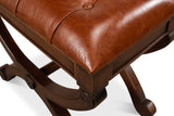 Empire Stool With Leather-Poufs and Stools-Sarreid-LOOMLAN