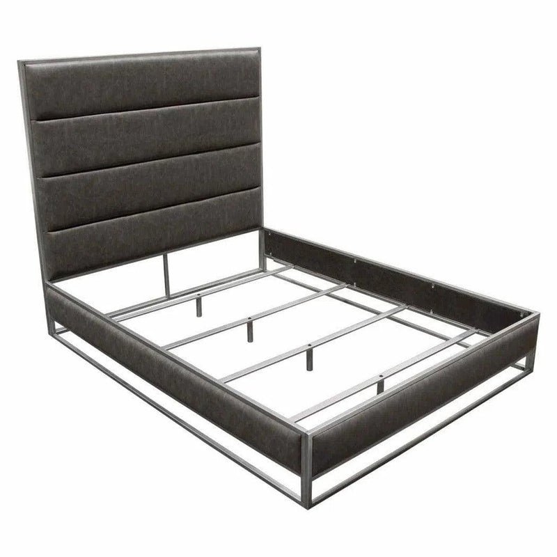 Empire Weathered Grey Leather Bed Frame-Beds-Diamond Sofa-LOOMLAN