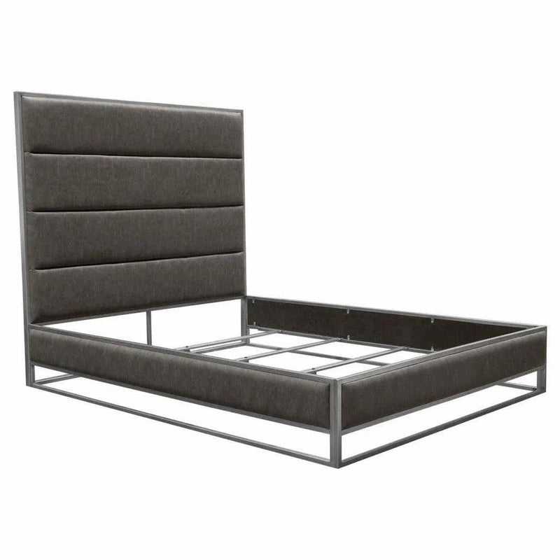 Empire Weathered Grey Leather Bed Frame-Beds-Diamond Sofa-LOOMLAN