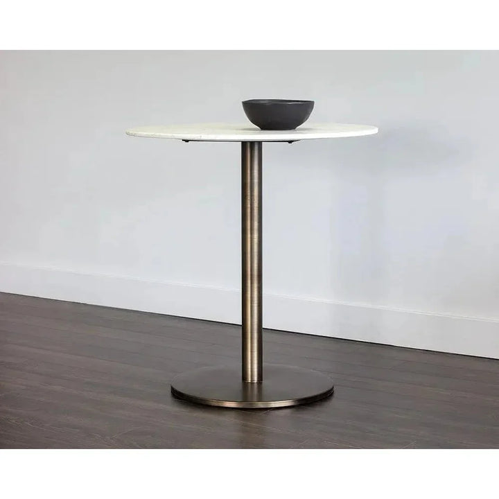 Round Wide Counter Marble Top Round Counter Height Table | LOOMLAN