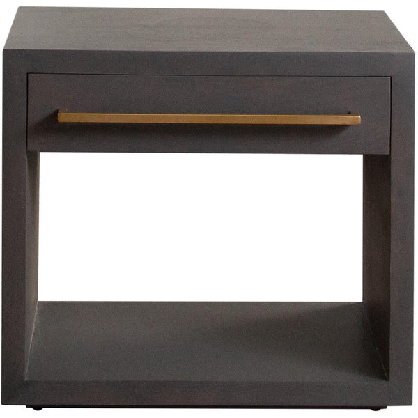 Encore Solid Mango Wood 1-Drawer End Table in Grey Oak Finish-Side Tables-Diamond Sofa-LOOMLAN