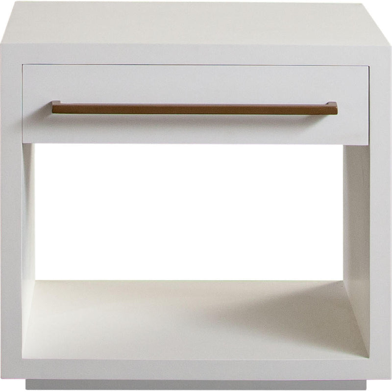 Encore Solid Mango Wood 1-Drawer End Table in White Finish-Side Tables-Diamond Sofa-LOOMLAN