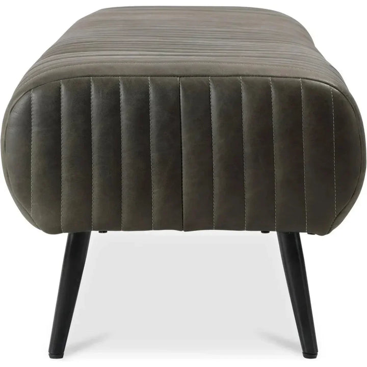 Endora Grain Leather & Iron Coffee Black Bench - LOOMLAN - Moe's Home - Bedroom Benches