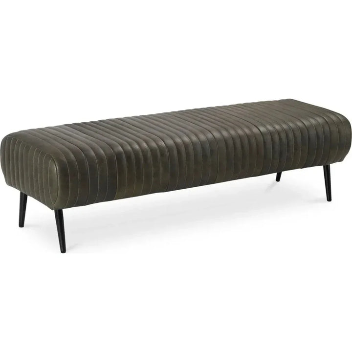 Endora Grain Leather & Iron Coffee Black Bench - LOOMLAN - Moe's Home - Bedroom Benches