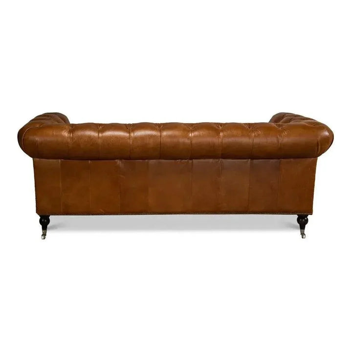 English Chesterfield Club Sofa Cuba Brown - LOOMLAN - Sarreid - Sofas & Loveseats
