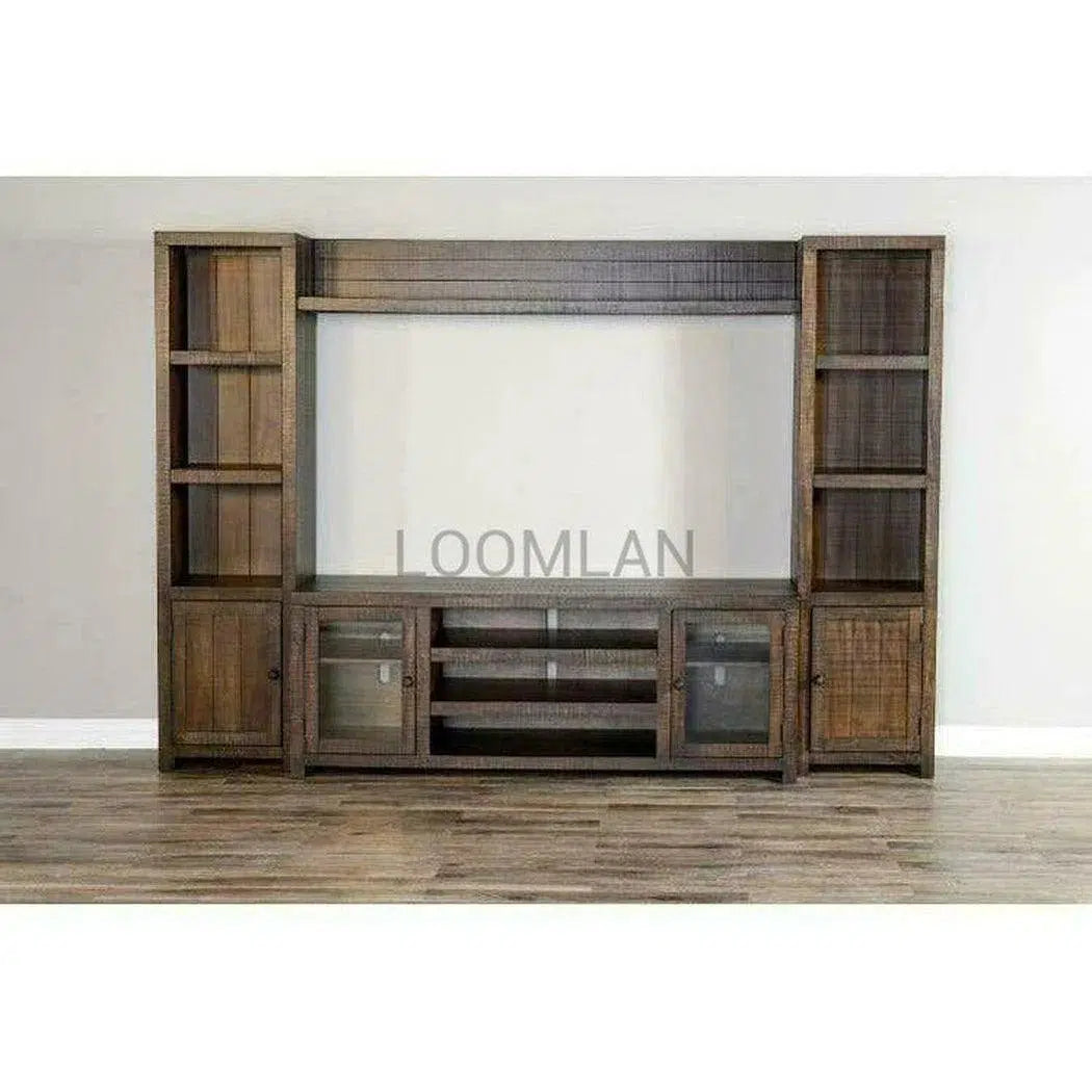 Entertainment Wall Unit For TV Up to 72" With Bookcase