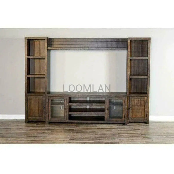 Entertainment Wall Unit For TV Up to 72" With Bookcase