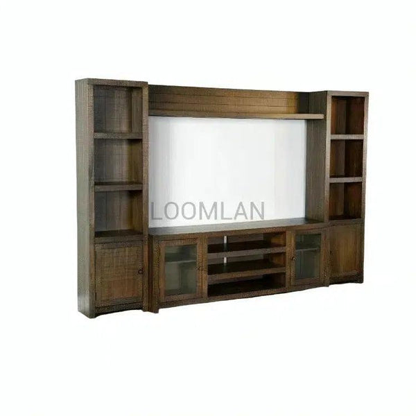 Entertainment Wall Unit For TV Up to 72" With Bookcase