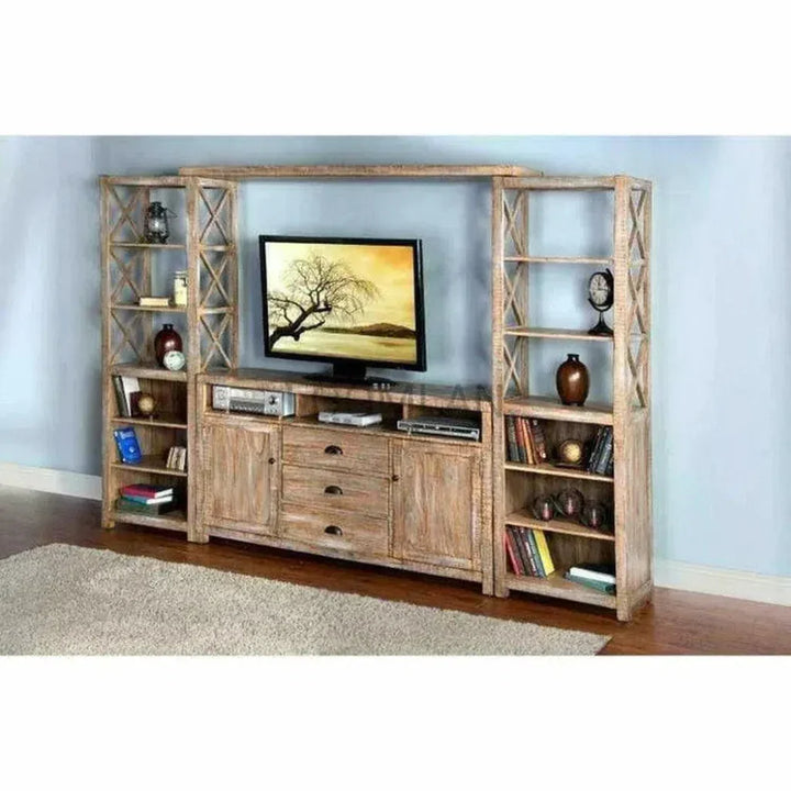 Entertainment Wall Unit TV Stand Farmhouse-Entertainment Wall Unit-Sunny D-LOOMLAN
