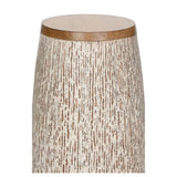 Enya Drum Shaped Wood Pedestal-Side Tables-Wildwood-LOOMLAN