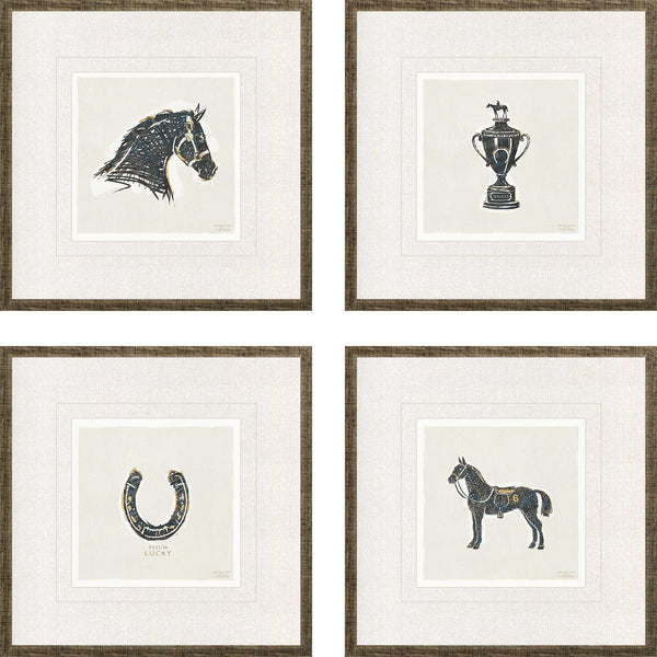 Equestrian Black Framed Wall Art 4PC