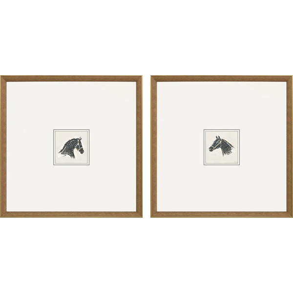 Equestrian Study Wood Framed Wall Art 2PC