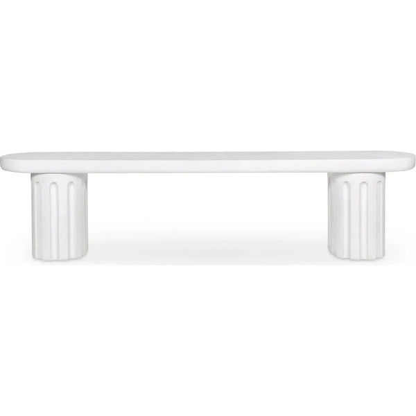 Eris White Concrete & Steel Outdoor Dining Bench