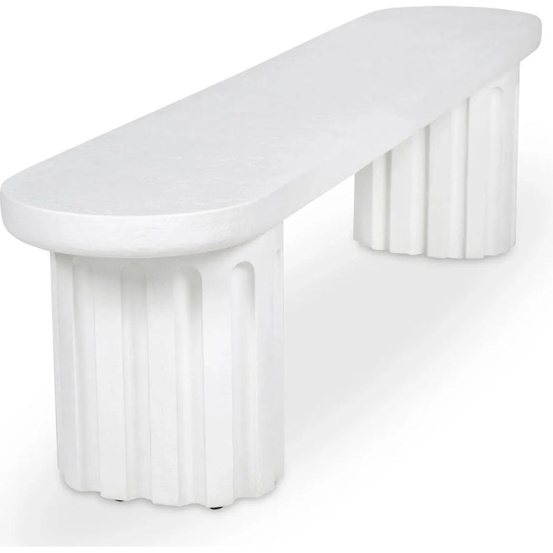 Eris White Concrete & Steel Outdoor Dining Bench