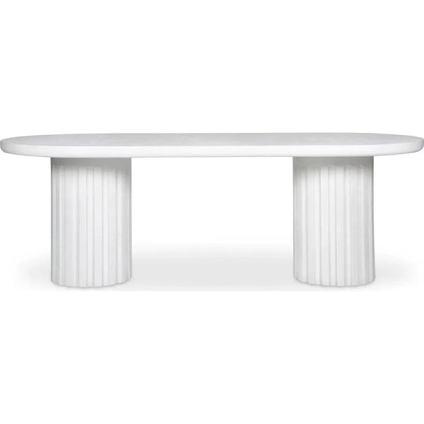 Eris White Concrete & Steel Oval Outdoor Dining Table-Outdoor Dining Tables-Moe's Home-LOOMLAN