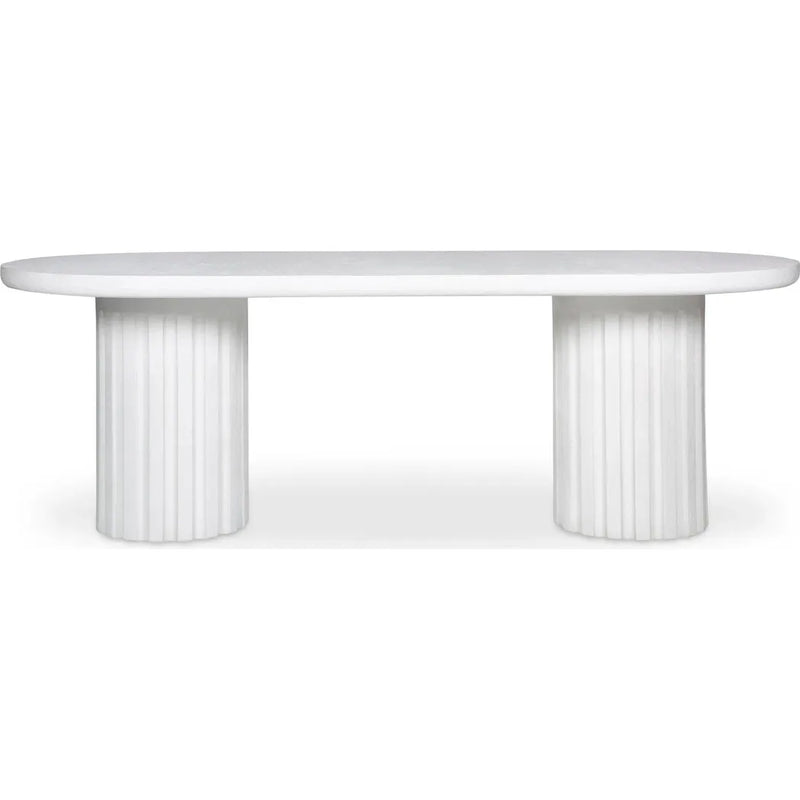 Eris White Concrete & Steel Oval Outdoor Dining Table-Outdoor Dining Tables-Moe's Home-LOOMLAN