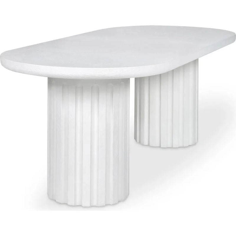 Eris White Concrete & Steel Oval Outdoor Dining Table-Outdoor Dining Tables-Moe's Home-LOOMLAN