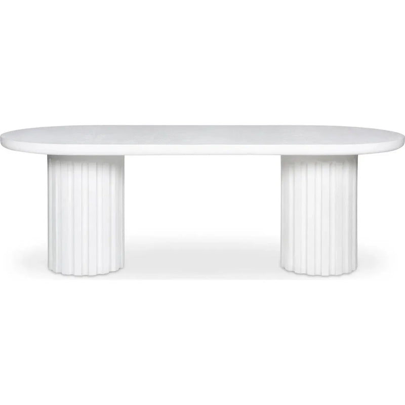 Eris White Concrete & Steel Oval Outdoor Dining Table-Outdoor Dining Tables-Moe's Home-LOOMLAN