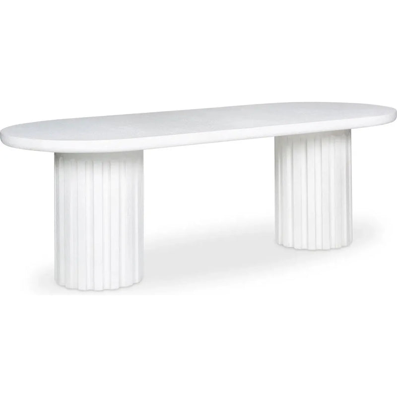 Eris White Concrete & Steel Oval Outdoor Dining Table-Outdoor Dining Tables-Moe's Home-LOOMLAN