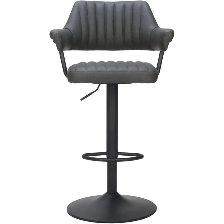 Erret Wood and Steel Grey Barstool - LOOMLAN - Zuo Modern - Bar Stools