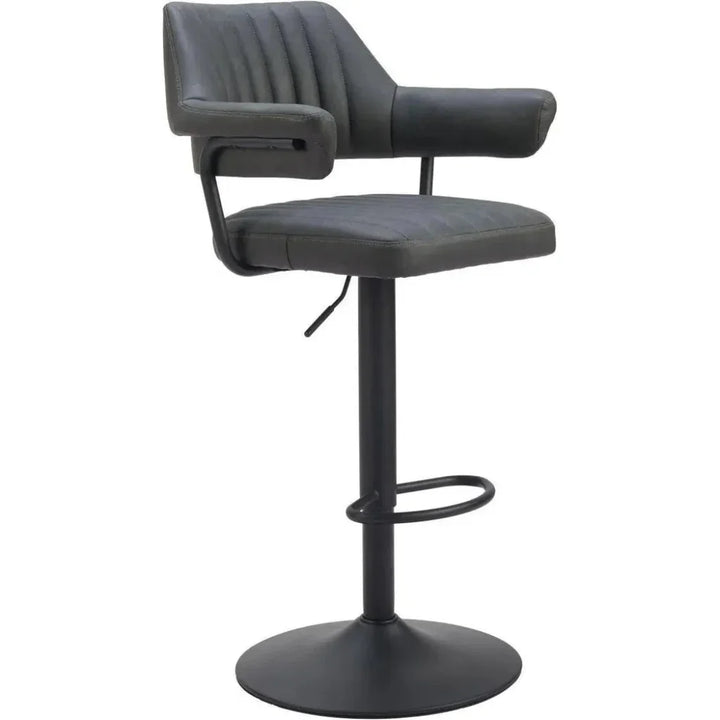 Erret Wood and Steel Grey Barstool - LOOMLAN - Zuo Modern - Bar Stools