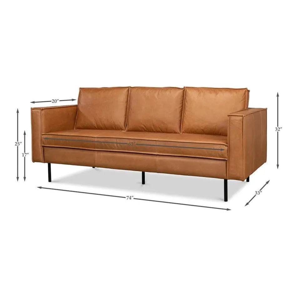 Esprit Leather Sofa Mid-Century Modern