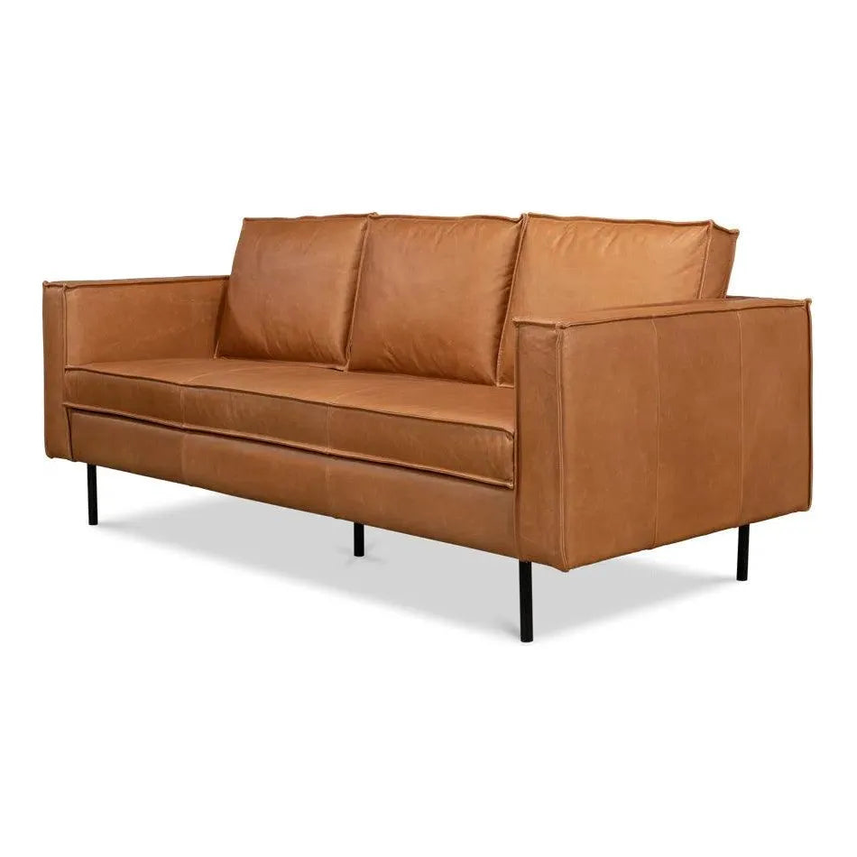 Esprit Leather Sofa Mid-Century Modern