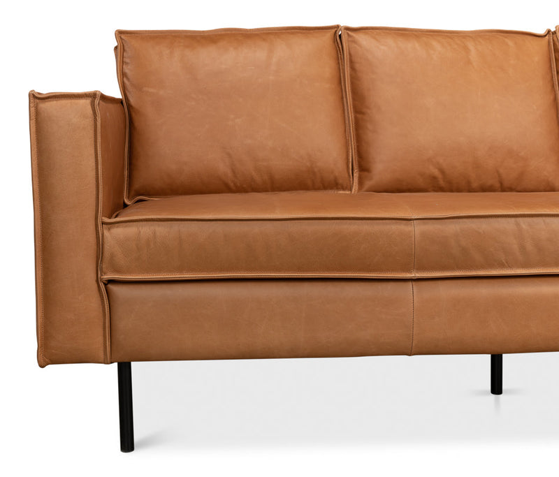 Esprit Leather Sofa Mid-Century Modern-Sofas & Loveseats-Sarreid-LOOMLAN