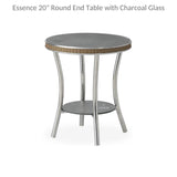 Essence 20" Round End Table with Charcoal Glass Outdoor Side Tables LOOMLAN By Lloyd Flanders