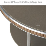 Essence 20" Round End Table with Taupe Glass Outdoor Side Tables LOOMLAN By Lloyd Flanders