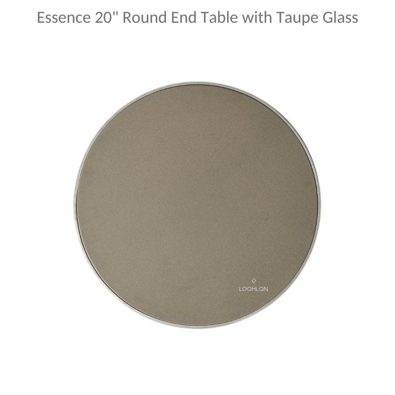 Essence 20" Round End Table with Taupe Glass Outdoor Side Tables LOOMLAN By Lloyd Flanders