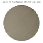 Essence 33" Round Cocktail Table Taupe Glass