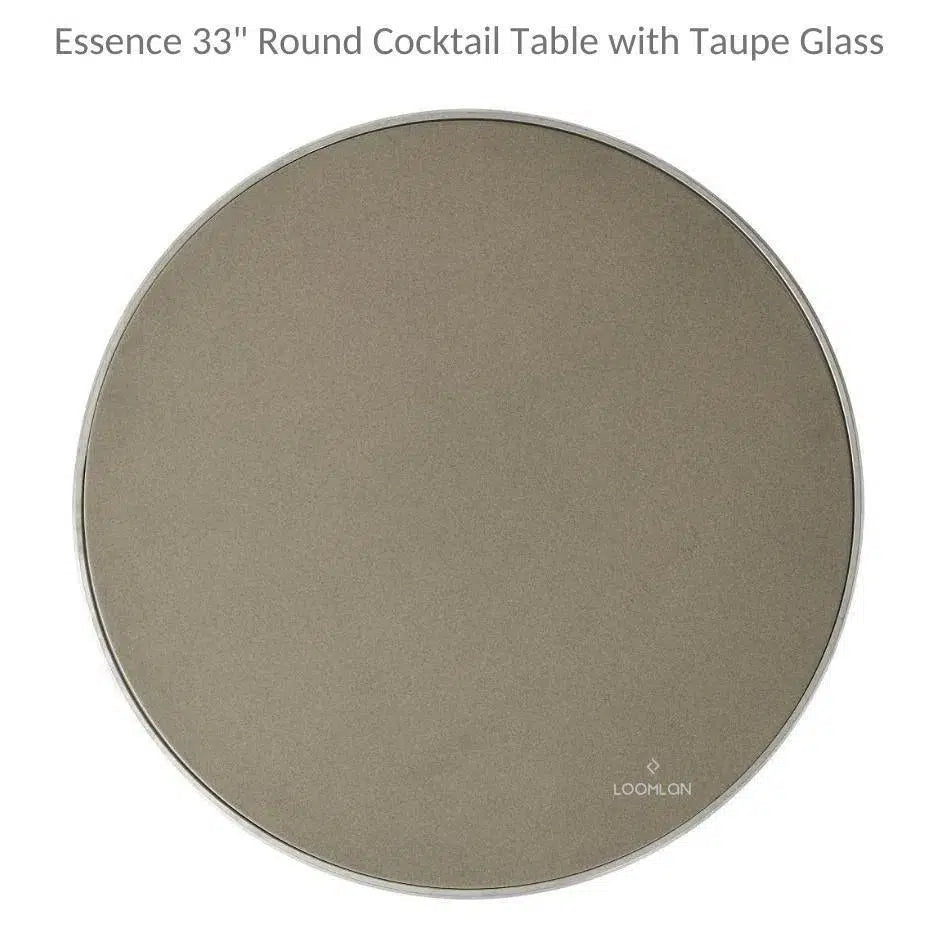 Essence 33" Round Cocktail Table Taupe Glass