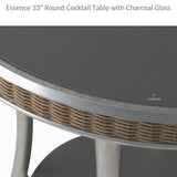 Essence 33" Round Cocktail Table with Charcoal Glass Outdoor Coffee Tables LOOMLAN By Lloyd Flanders