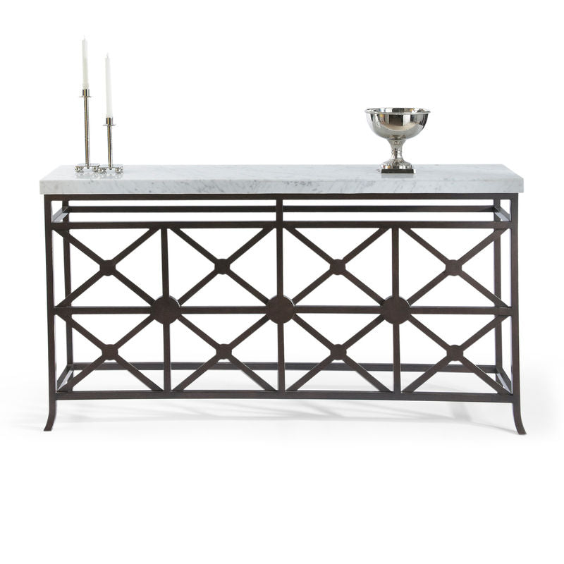 Eton Manor White Marble Top Sofa Table-Console Tables-Chelsea House-Black-LOOMLAN