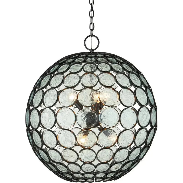 Etude Orb Iron and Glass Black Chandelier - LOOMLAN - Currey & Co - Chandeliers