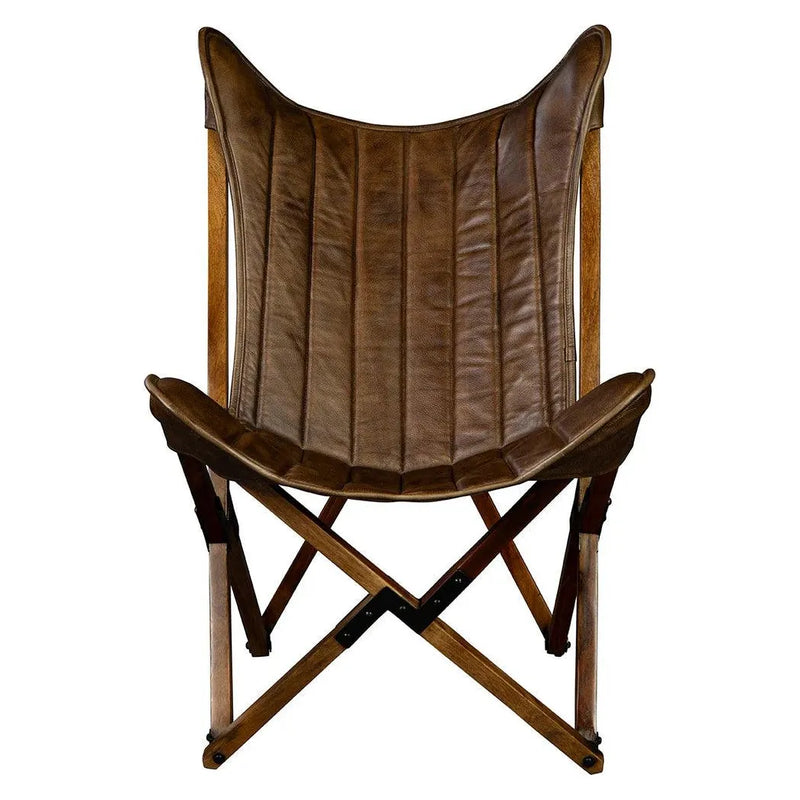 Evanston Leather Folding Chair-Accent Chairs-Furniture Classics-LOOMLAN