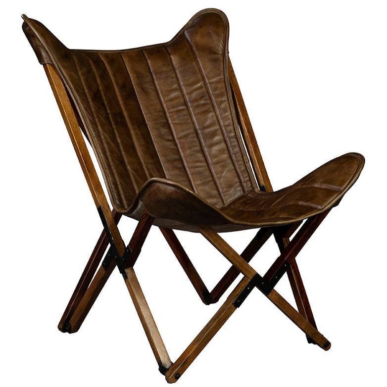 Evanston Leather Folding Chair-Accent Chairs-Furniture Classics-LOOMLAN