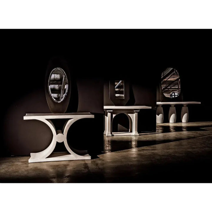 Evelyn Wood White Rectangle Console Table - LOOMLAN - Noir - Console Tables