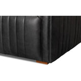 Everett Sofa Modern Channel Tufted Black Leather Couch Sofas & Loveseats LOOMLAN By Sarreid