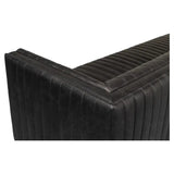 Everett Sofa Modern Channel Tufted Black Leather Couch Sofas & Loveseats LOOMLAN By Sarreid