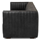 Everett Sofa Modern Channel Tufted Black Leather Couch Sofas & Loveseats LOOMLAN By Sarreid