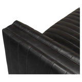 Everett Sofa Modern Channel Tufted Black Leather Couch Sofas & Loveseats LOOMLAN By Sarreid