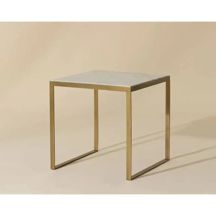 Evert White Marble Topped Square End Table - LOOMLAN - SUNPAN - Side Tables