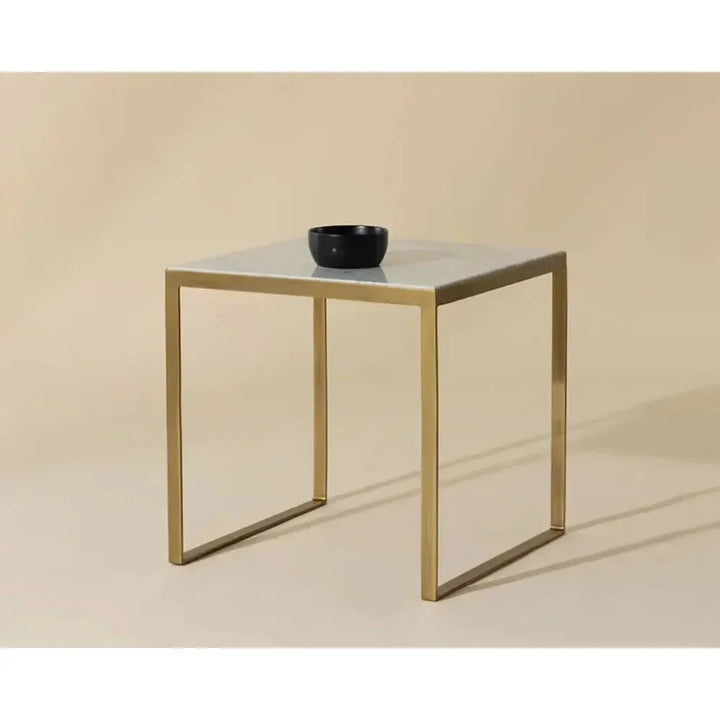 Evert White Marble Topped Square End Table - LOOMLAN - SUNPAN - Side Tables