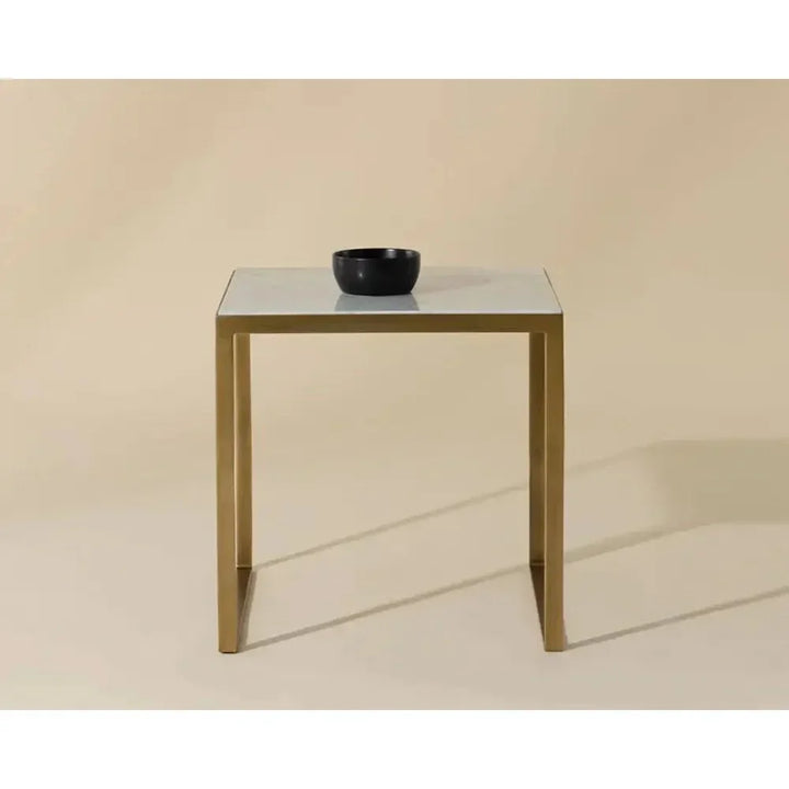 Evert White Marble Topped Square End Table - LOOMLAN - SUNPAN - Side Tables