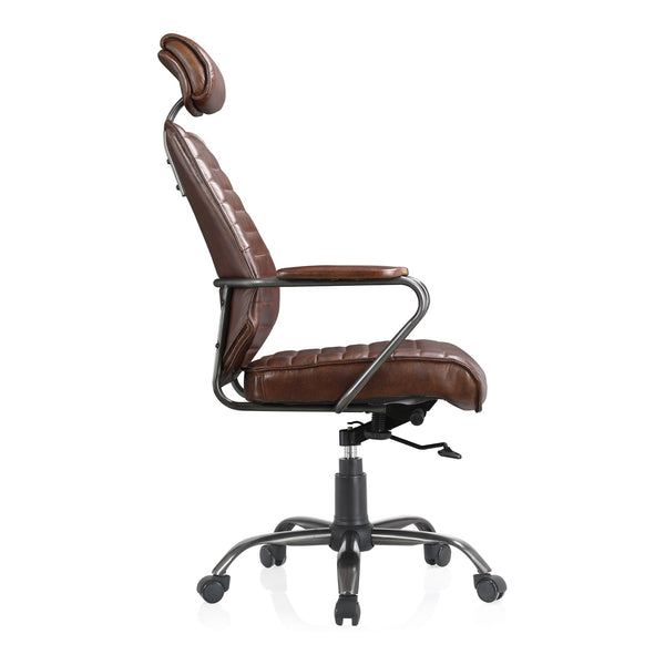  Executive Office Chair Dark Brown Leather Moe' Home
