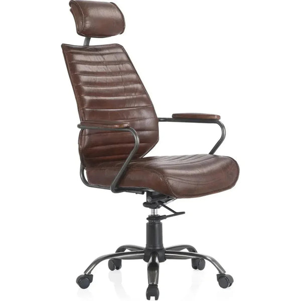Executive Office Chair Dark Brown Leather-Office Chairs-Moe's Home-LOOMLAN